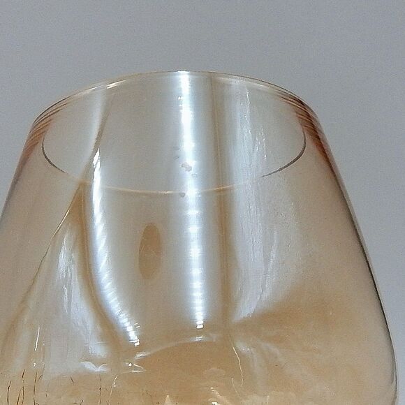 Pier 1 One Golden Luster Amber Crackle Mouth Blown Balloon Red Wine Glass Set/3 - Picture 8 of 10